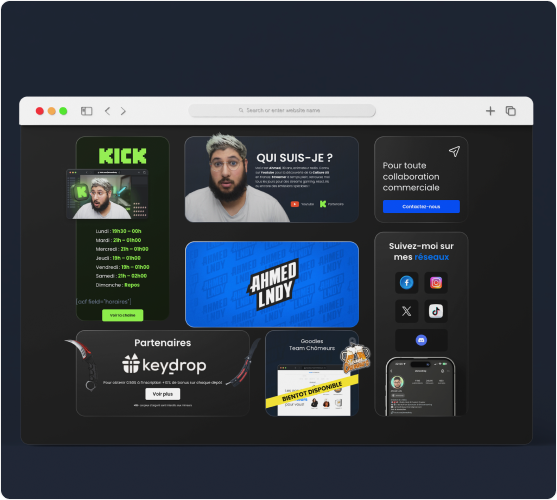 illustration du site ahmedlndy sur un mockup d'une page internet