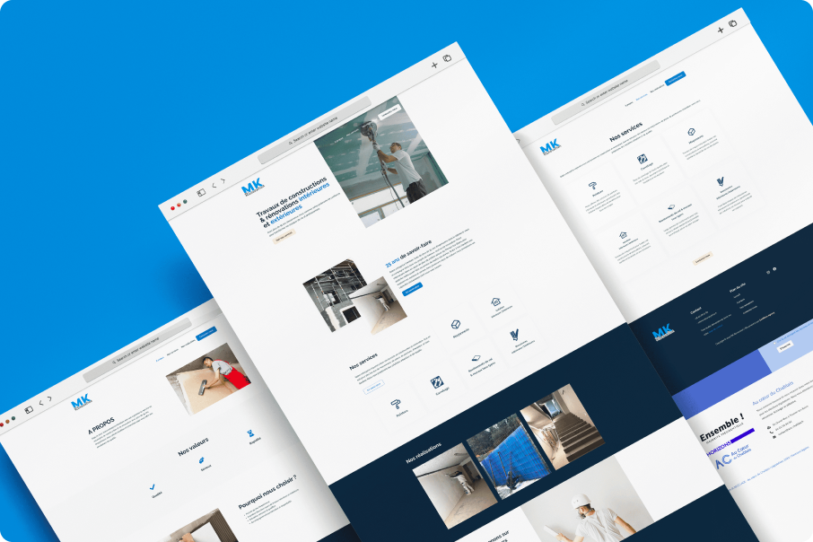 illustration du site mk rénovation sur trois mockup