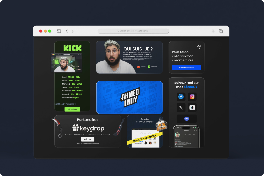 illustration du site ahmedlndy sur une page internet