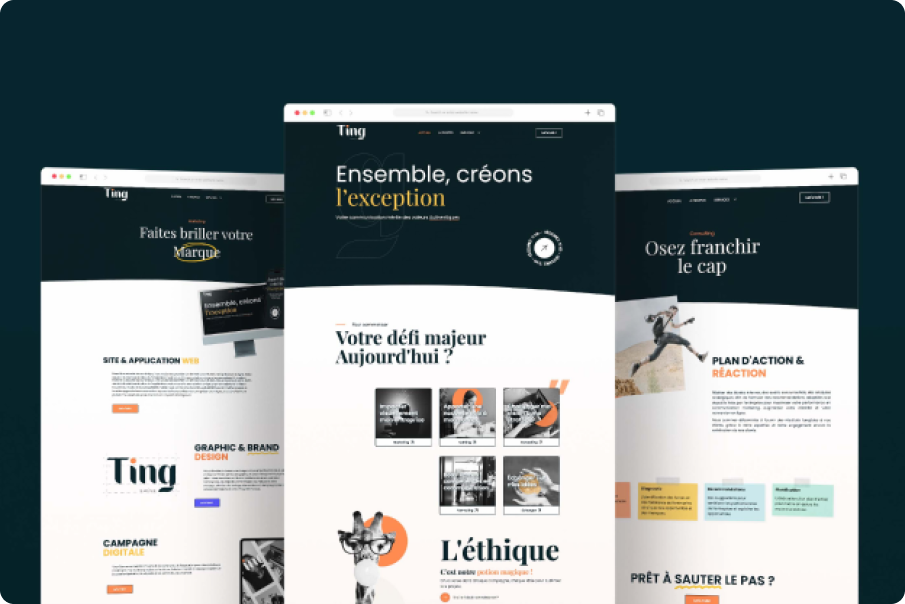 illustration du site ting sur trois mockup